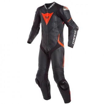 Tute Moto in pelle Dainese Laguna Seca 4 1PC Perforated Black Fluo Red