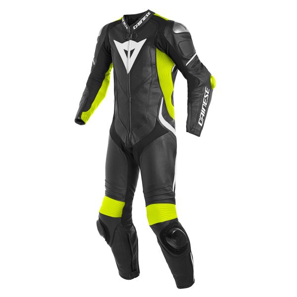 Tute Moto in pelle Dainese Laguna Seca 4 1PC Perforated Black Fluo Yellow
