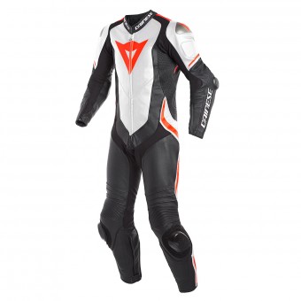 Tute Moto in pelle Dainese Laguna Seca 4 1PC Perforated Black White Fluo Red
