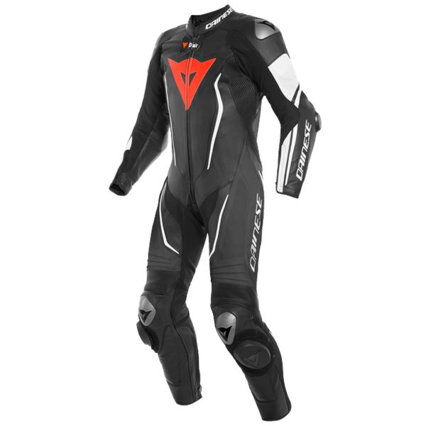 Tute Moto in pelle Dainese Misano 2 D-Air Perf 1PC Suit Black White