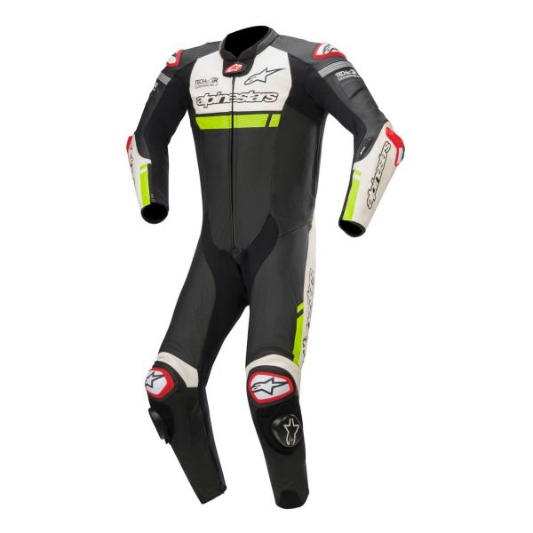 Tute Moto in pelle Alpinestars Missile Ignition Tech-Air Black White Yellow Fluo