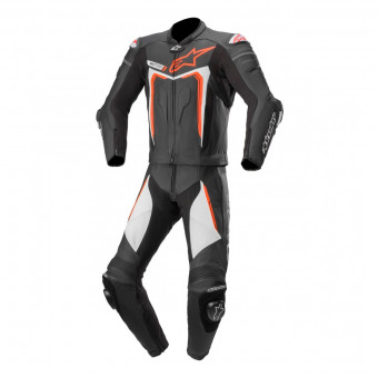 Tute Moto in pelle Alpinestars Motegi V3 2PC Black Red Fluo White