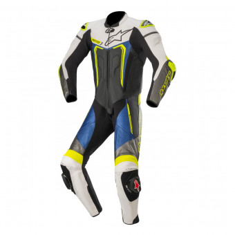Tute Moto in pelle Alpinestars Motegi V3 Black White Metallic Gray Blue