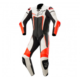 Tute Moto in pelle Alpinestars Motegi V3 Black White Red Fluo