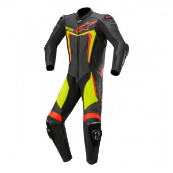 Tute Moto in pelle Alpinestars Motegi V3 Black Yellow Fluo Red