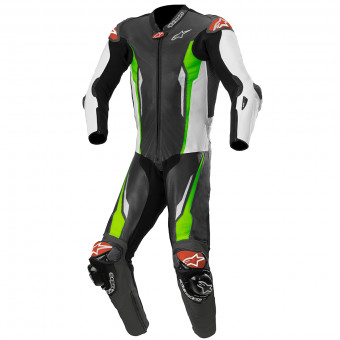 Tute Moto in pelle Alpinestars Racing Absolute Tech-Air Compatible Black White Green Fluo
