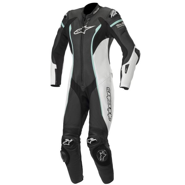 Tute Moto in pelle Alpinestars Stella Missile Tech-Air Compatible Black White Teal