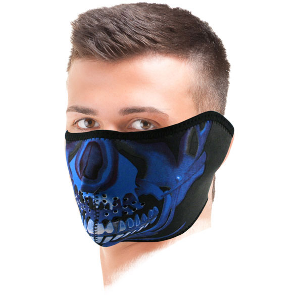 Scaldacollo Moto Zanheadgear Blue Chrome Skull