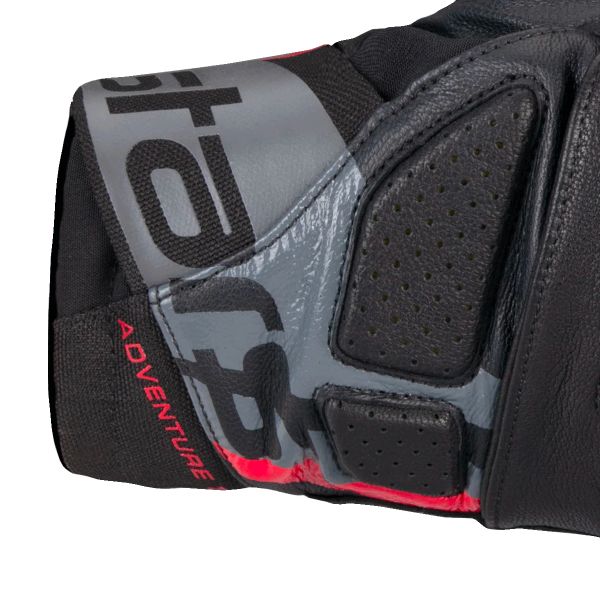 Alpinestars Honda Guanti Moto SMX Z Drystar Impermeabili - Nero/Rosso, Taglia XL, Pelle Di Capra