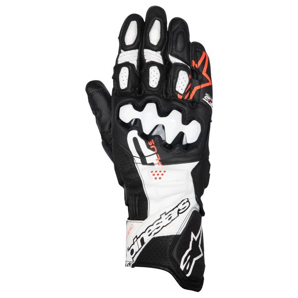 Guanti moto Alpinestars GP Plus R V3 Pelle Nero Bianco Rosso Fluo