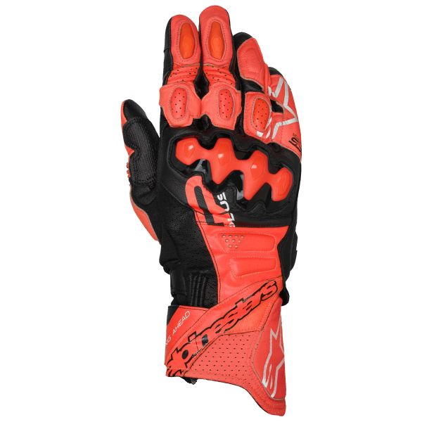 Guanti moto Alpinestars GP Plus R V3 Pelle Rosso brillante Rosso fluo Nero