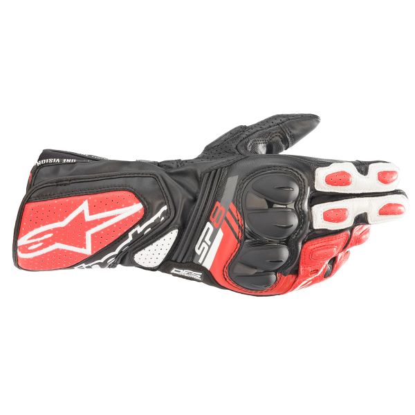 Guanti moto Alpinestars SP-8 V3 Nero Bianco Rosso brillante Guanti moto Alpinestars SP-8 V3 Nero Bianco Rosso brillante