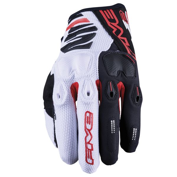 Guanti moto Five E2 Bianco Nero Rosso