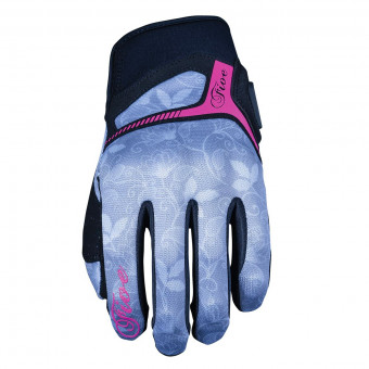 Guanti moto Five RS3 Replica Woman Flower Grey Fluo Pink