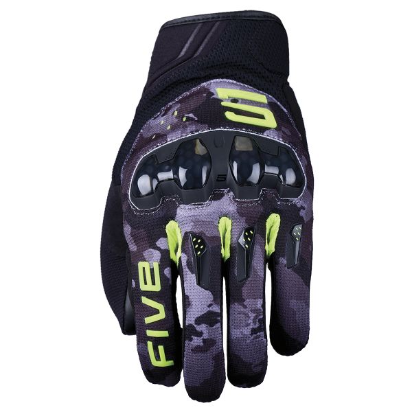 Guanti moto Five RSX Camo Nero Giallo Fluo