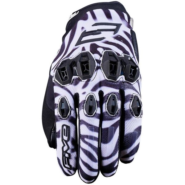 Guanti moto Five Stunt Evo 2 Woman Zebra Black White Guanti moto Five Stunt Evo 2 Woman Zebra Black White