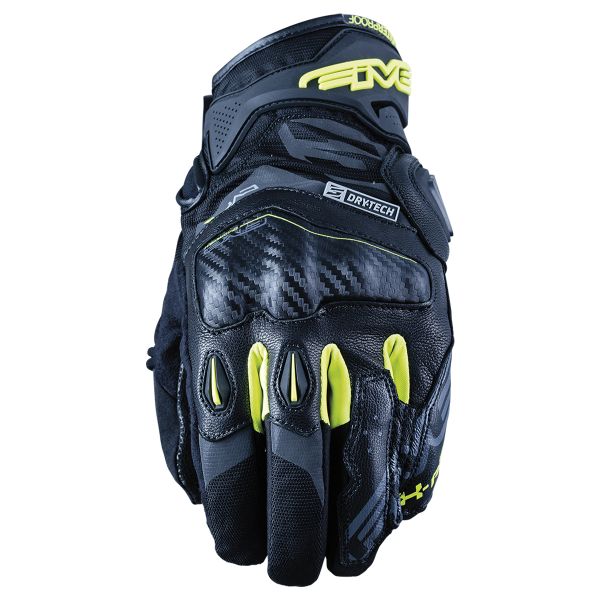 Guanti moto Five X-Rider WP nero giallo fluo