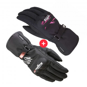 Guanti moto Furygan Keen Black White + Origami Lady Black Pink