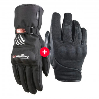 Guanti moto HARISSON Splash Waterproof Black + Keen Black White