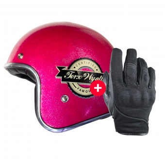 Guanti moto HARISSON Splash Waterproof Black + Wyatt Famous Glitter Pink