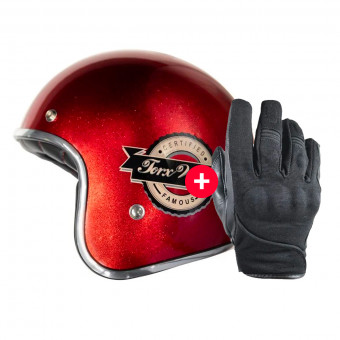 Guanti moto HARISSON Splash Waterproof Black + Wyatt Famous Glitter Red