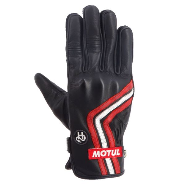Guanti moto Helstons Motul Petrol Estate Pelle Nero Bianco Rosso