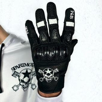 Guanti moto SPARTMOTARD Race Black White 08