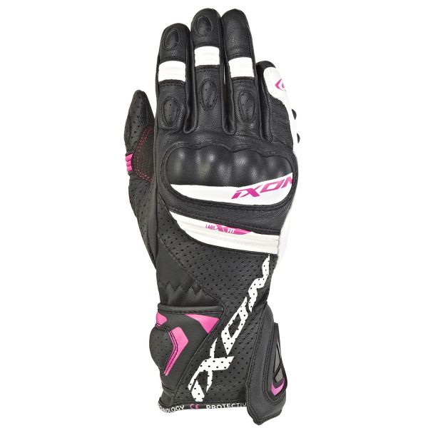 Guanti moto Ixon Rs Tempo Air Lady Nero Bianco Fucsia