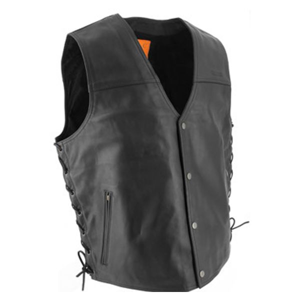 Gilet Soubirac Gilet Pelle Lacci Nero
