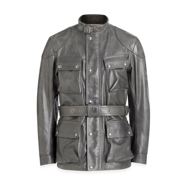 Giacche Moto Lunghe Belstaff Trialmaster Leather Granite Grey