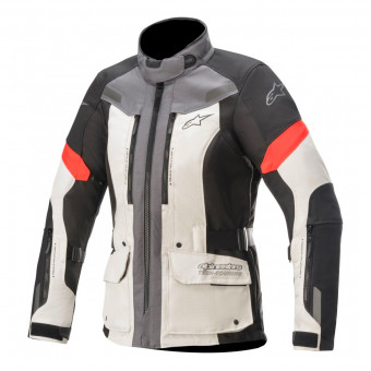 Giacche Moto Lunghe Alpinestars Stella Valparaiso V3 Drystar Light Gray Dark Gray Red