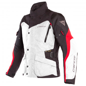 Giacche Moto Lunghe Dainese Tempest 2 D-Dry Light Grey Black Tour Red