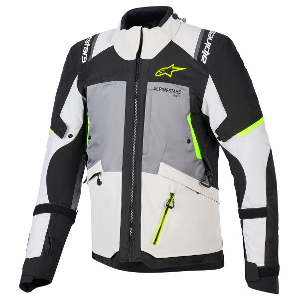 Giacche Moto Lunghe Alpinestars Andes V4 Drystar Dark Gray Ice Gray Black Yellow Fluo