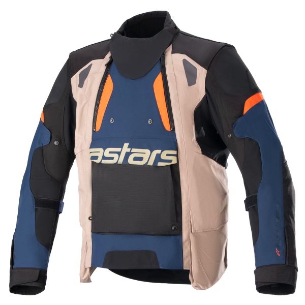 Giacche Moto Lunghe Alpinestars Halo Drystar Blu scuro Khaki Arancione fuoco Giacche Moto Lunghe Alpinestars Halo Drystar Blu scuro Khaki Arancione fuoco