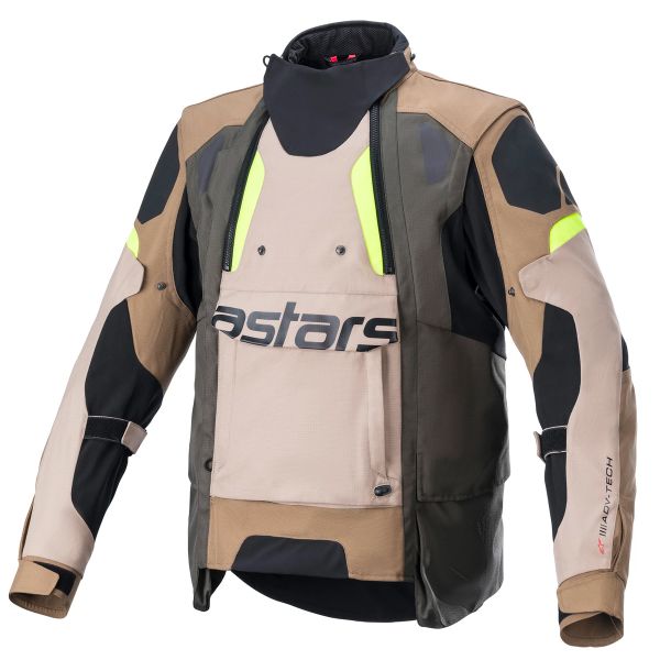 Giacche Moto Lunghe Alpinestars Halo Drystar Cachi scuro Sabbia Giallo Fluo Giacche Moto Lunghe Alpinestars Halo Drystar Cachi scuro Sabbia Giallo Fluo