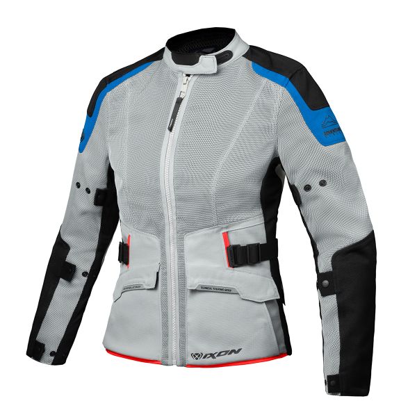 Giacche Moto Lunghe Ixon M-Njord Lady Light Grey Blue Bright Red