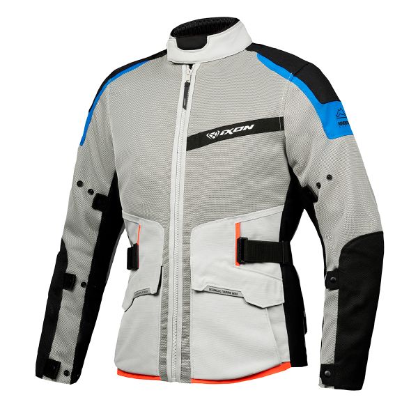 Giacche Moto Lunghe Ixon M-Njord Light Grey Blue Bright Red