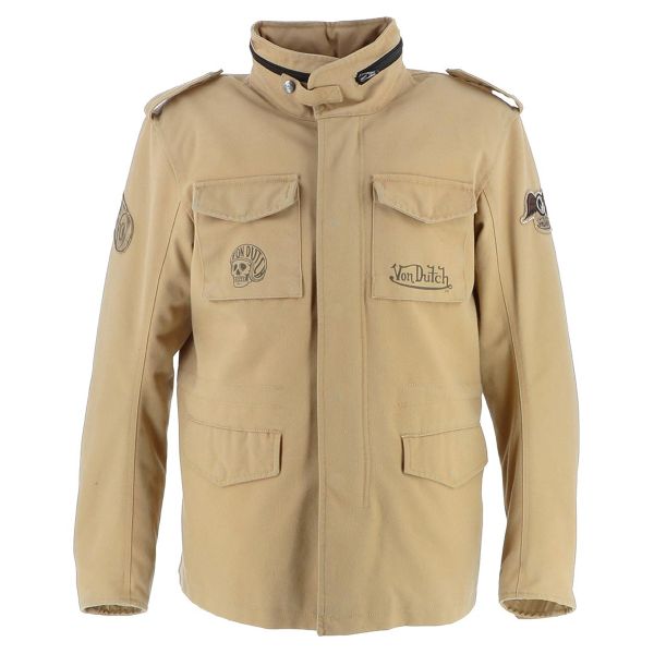 Giacche Moto Lunghe Von Dutch Section in tela di cotone color kaki