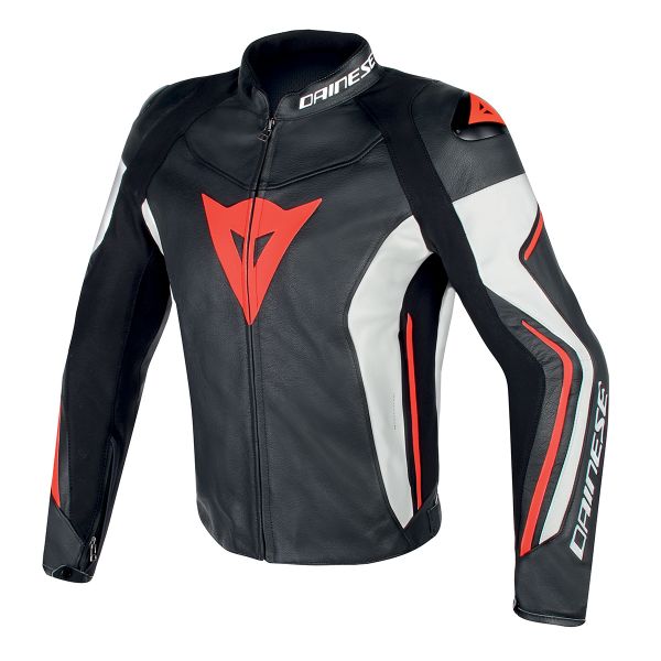 Giacche moto Dainese Assen Black White Red Fluo