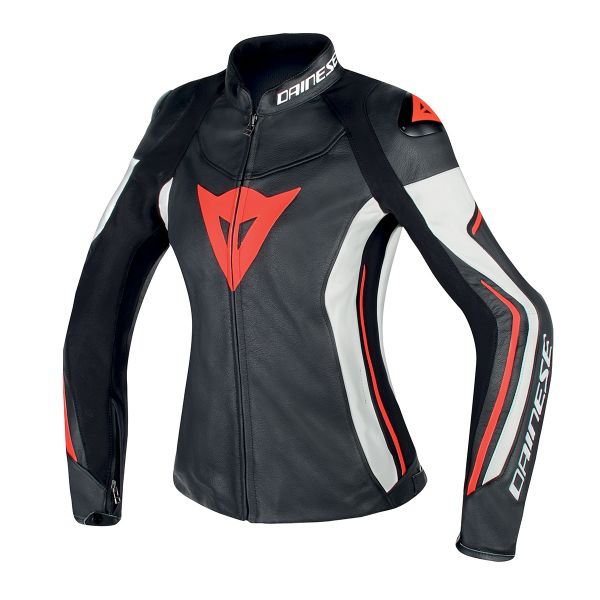 Giacche moto Dainese Assen Lady Black White Red Fluo