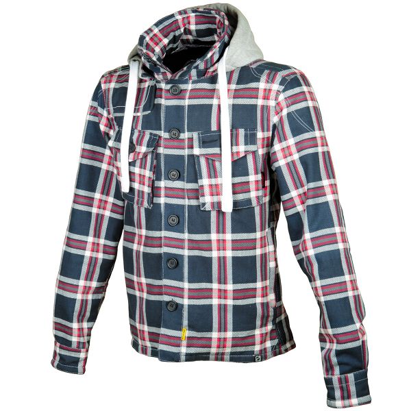 Giacche moto Booster Hoodie Kevlar Hunt Blue Grey Red