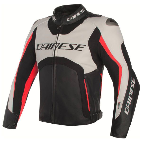 Giacche moto Dainese Misano D-Air White Black Red Fluo