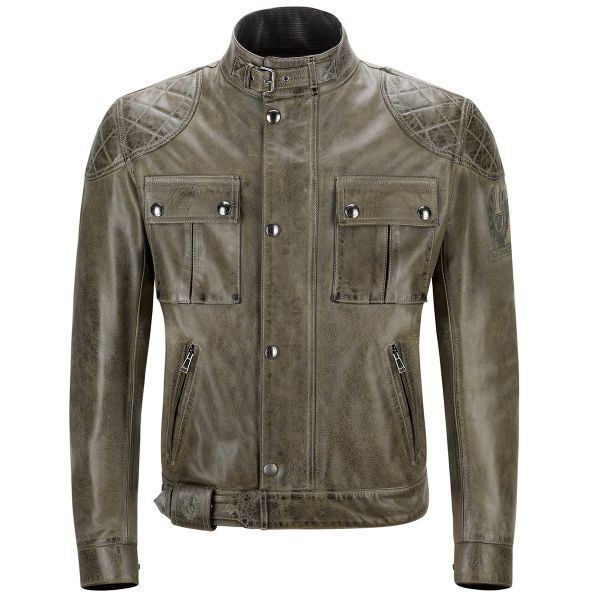Giacche moto Belstaff Brooklands Leather Combat Green