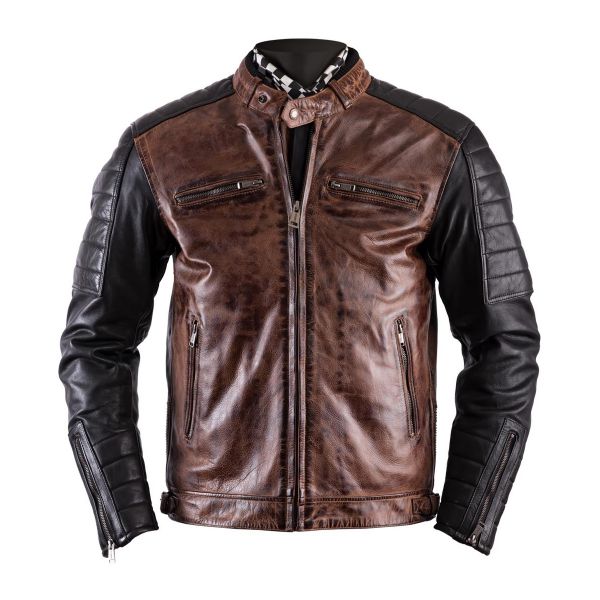 Giacche moto Helstons Cruiser Leather Rag Camel Black