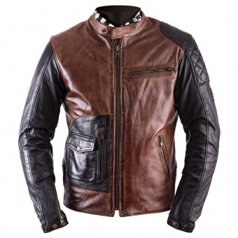 Giacche moto Helstons Fuel Dirt Track Leather Rag Camel Black