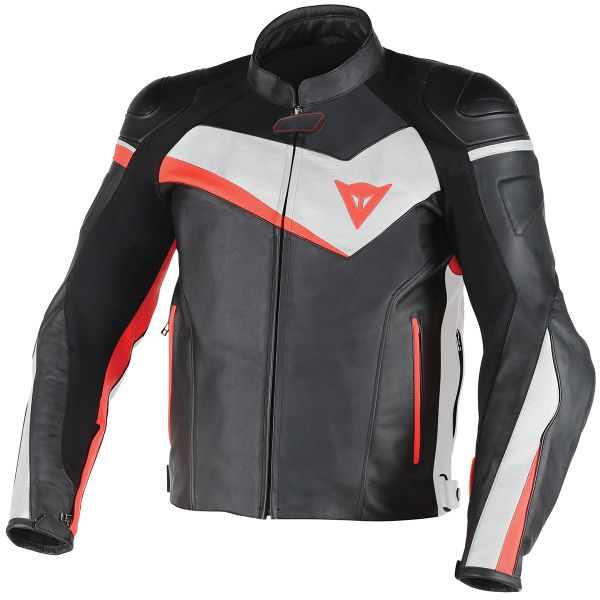 Giacche moto Dainese Veloster Black White Red Fluo