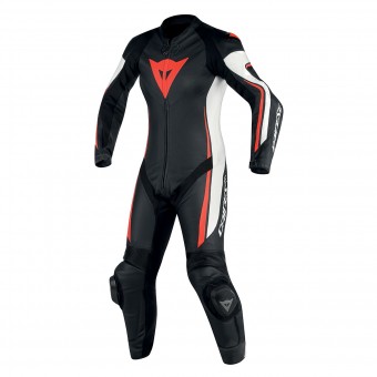 Tute Moto in pelle Dainese Assen 1PC Perf Lady Black White Red Fluo