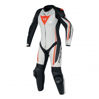 Tute Moto in pelle Dainese Assen 1PC Perf Lady White Black Red Fluo
