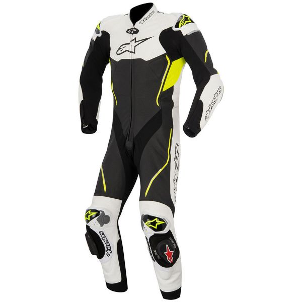 Tute Moto in pelle Alpinestars Atem Suit Black White Yellow Fluo