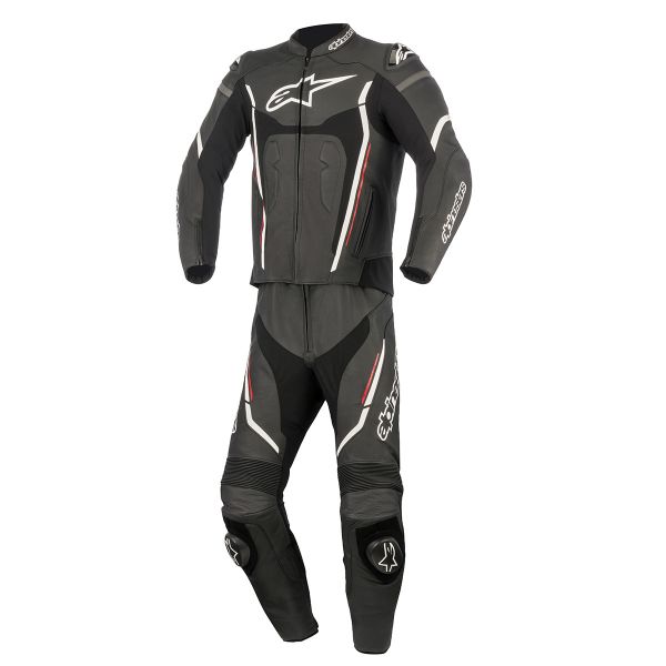 Tute Moto in pelle Alpinestars Motegi V2 2PC Black White Red